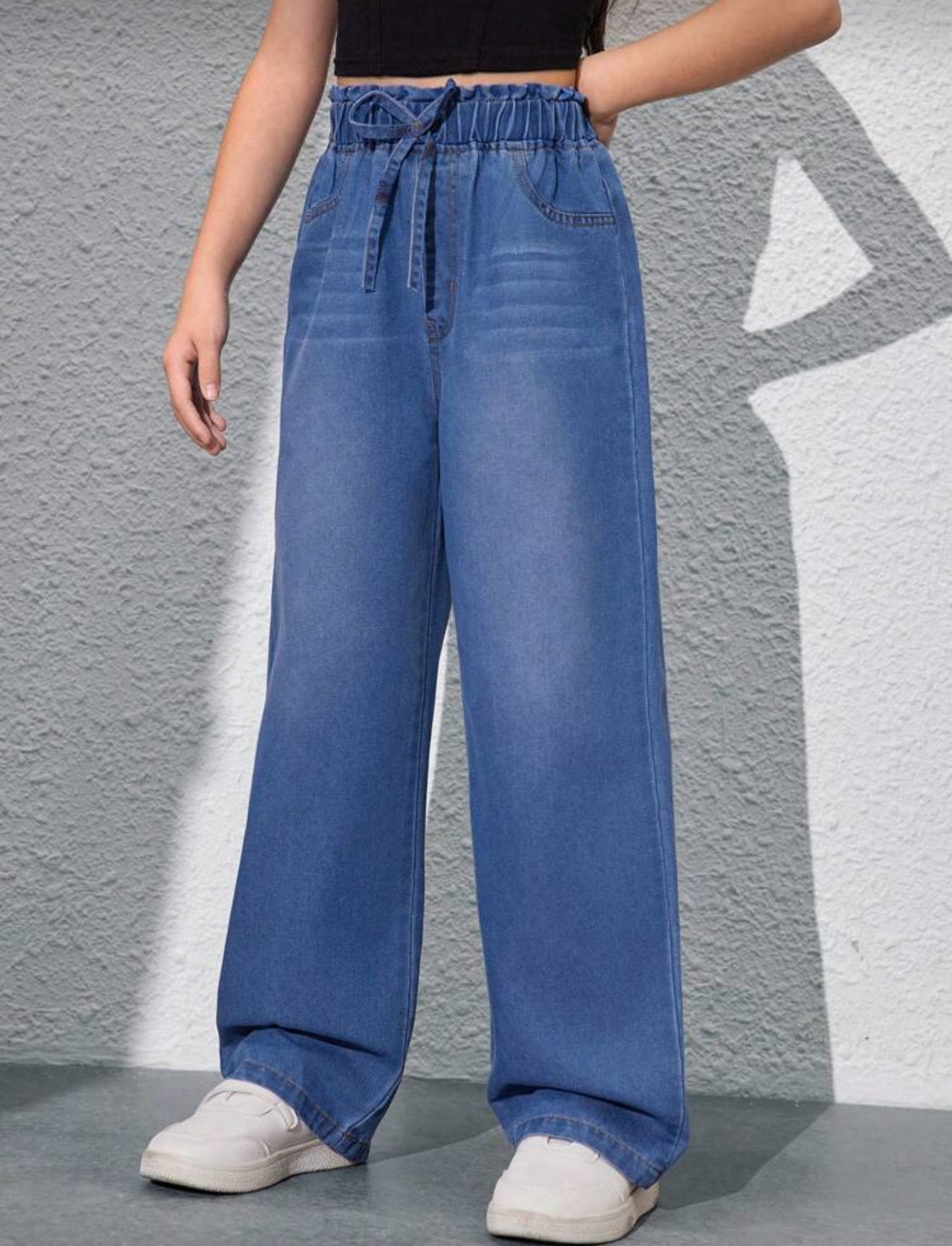 JEAN ANCHO CON AMARRE AZUL