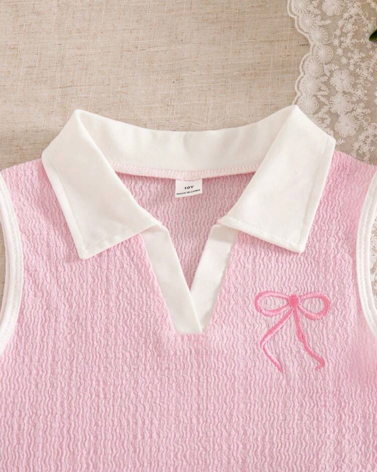 CONJUNTO FALDA SHORT Y BLUSA ROSA