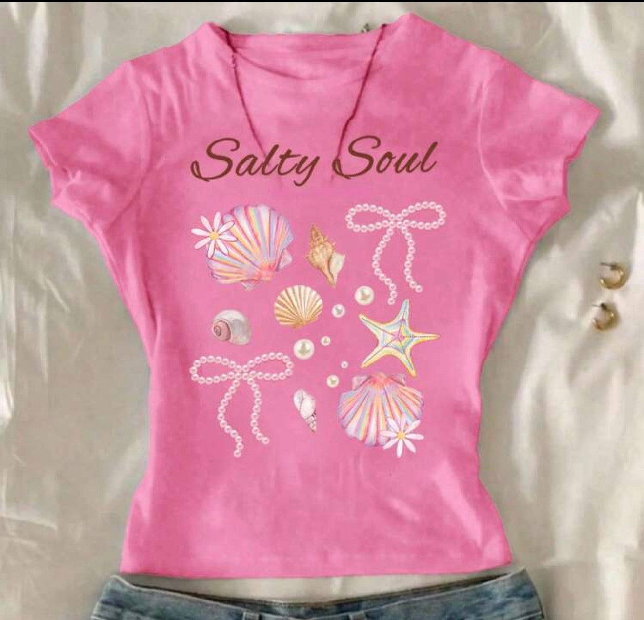 CAMISETAS MAR CONCHITAS Y FLORES