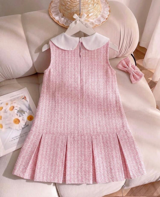 VESTIDO TWEED ROSA CUELLO PETER PAN