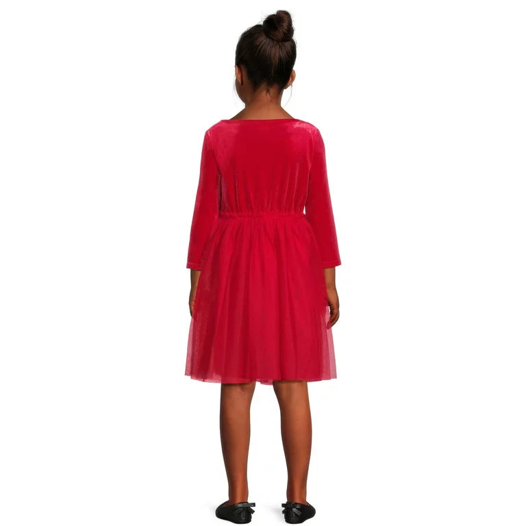 Vestido terciopelo y tul rojo