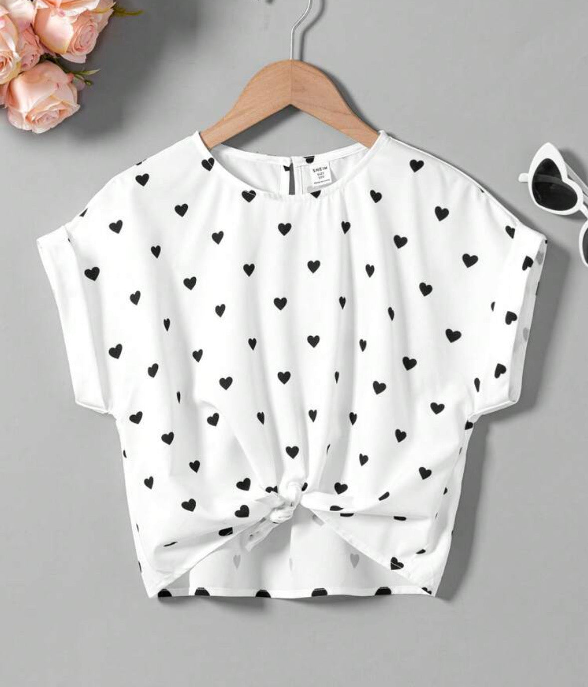 Blusa corazones amarre cintura