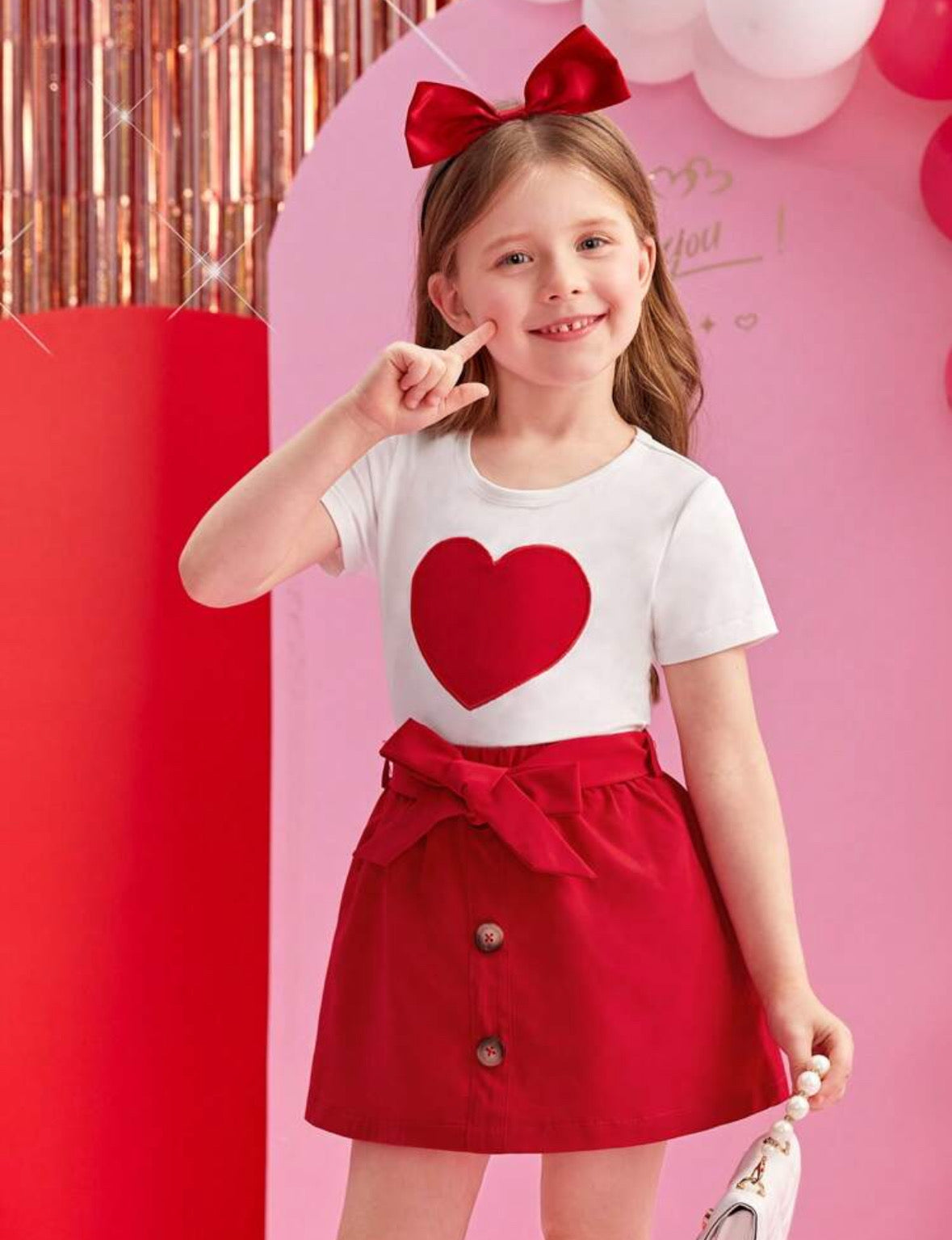 Conjunto Niña San Valentin Rojo