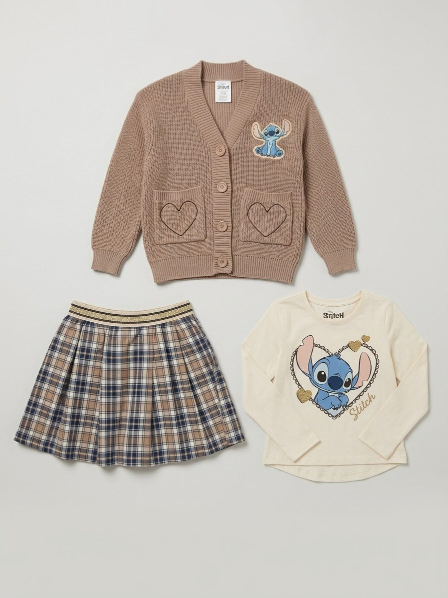 SET 3 PIEZAS FALDA STITCH