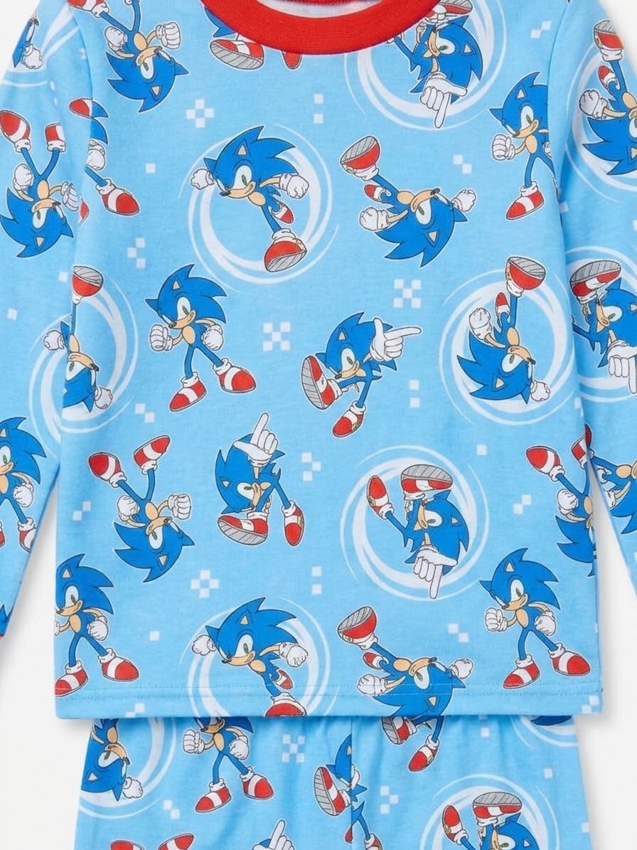 PIJAMA AZUL SONIC ESTAMPADA