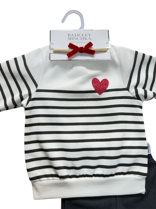 CONJUNTO 3 PIEZAS SUETER CORAZON Y DIADEMA