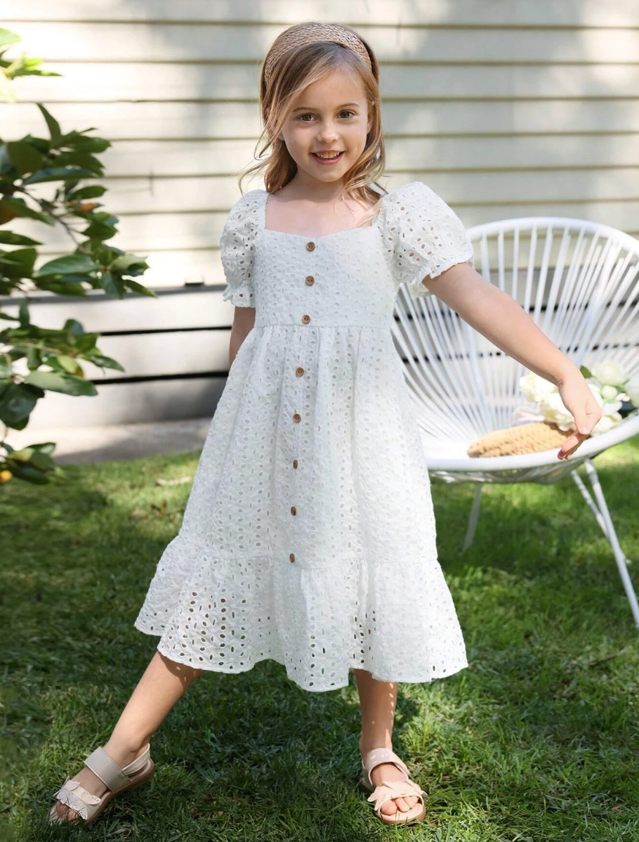 Vestido Blanco encaje con Botones
