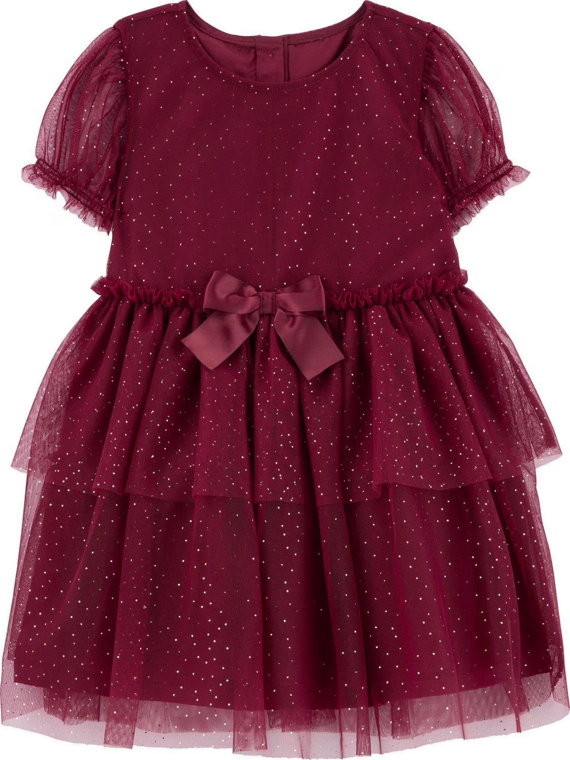 VESTIDO ROJO VINO CHONGO CINTURA puntos dorados Carter’s