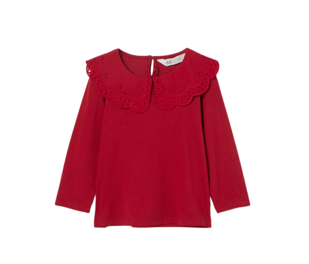 Camisa Roja con Cuello Peter Pan