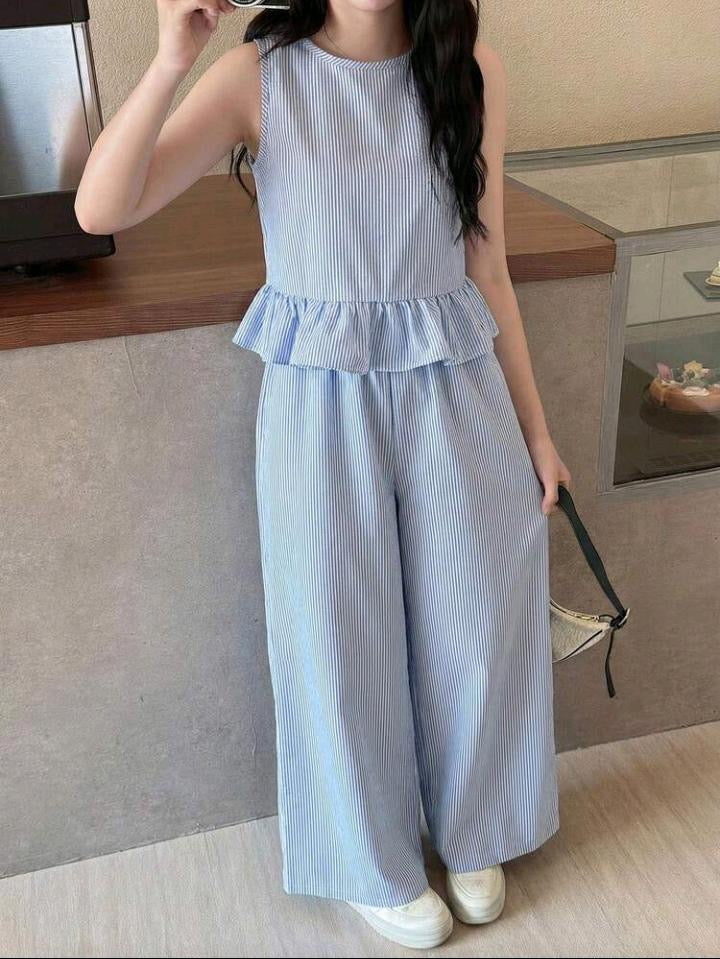 CONJUNTO CELESTE RAYADO