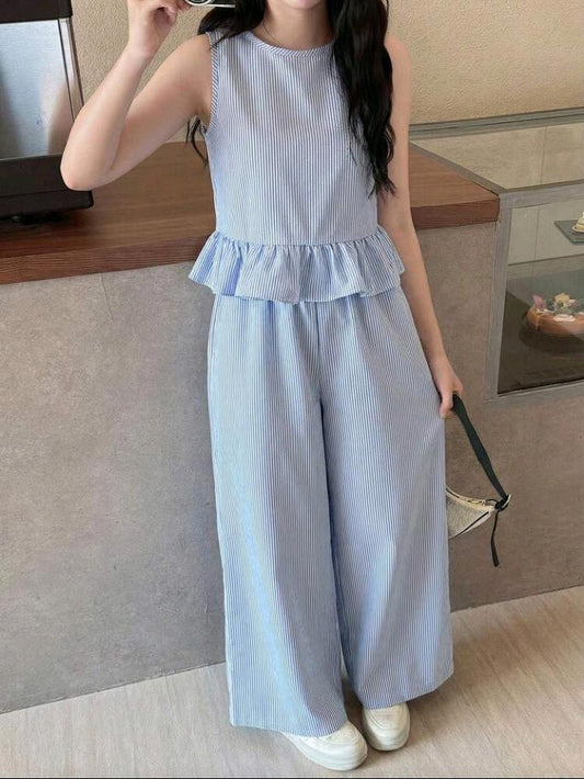 CONJUNTO CELESTE RAYADO
