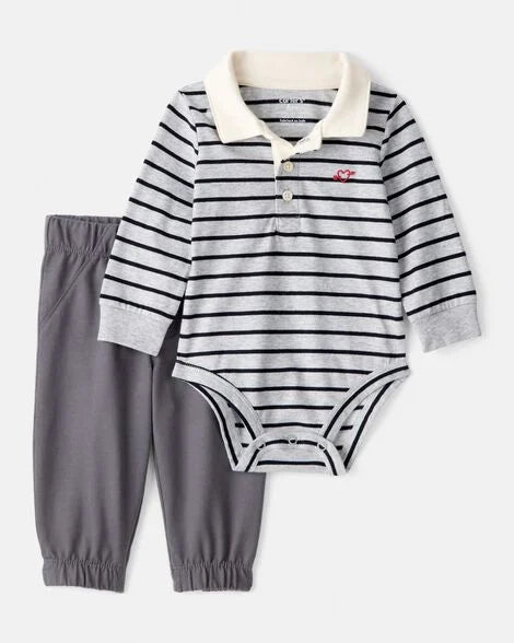 Set Gris Rayado de Bebé