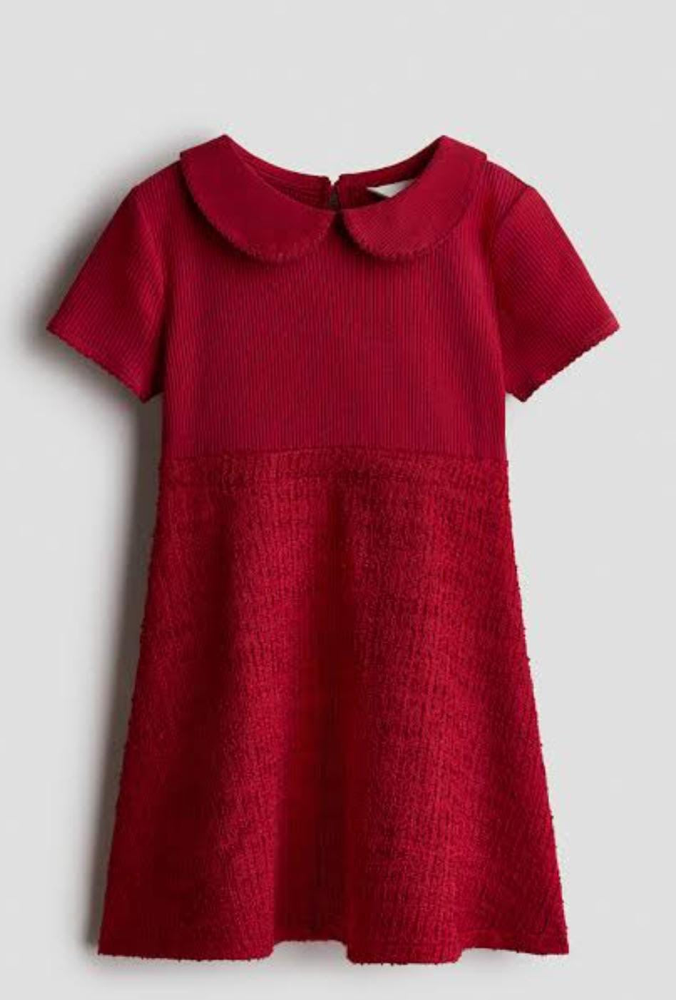 VESTIDO ROJO CUELLO PETER PAN HM