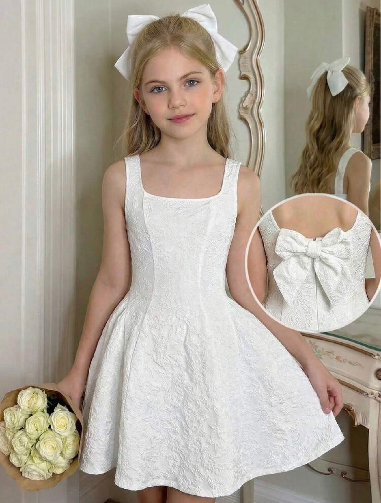 VESTIDO BLANCO MANGA CORTA ESTAMPADO