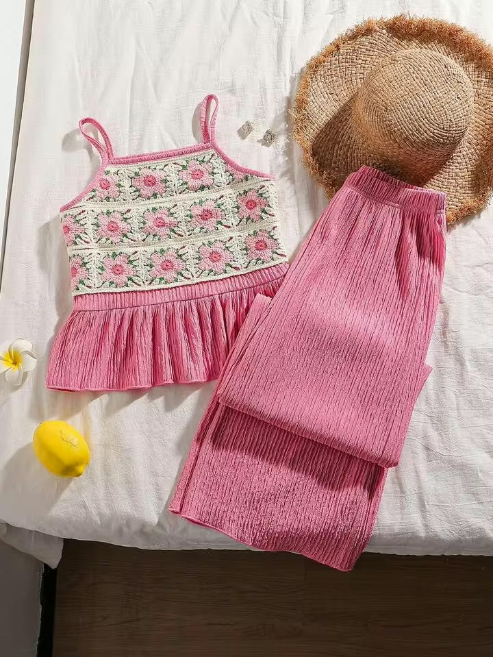 CONJUNTO ROSA DE TEJIDO GRANDE