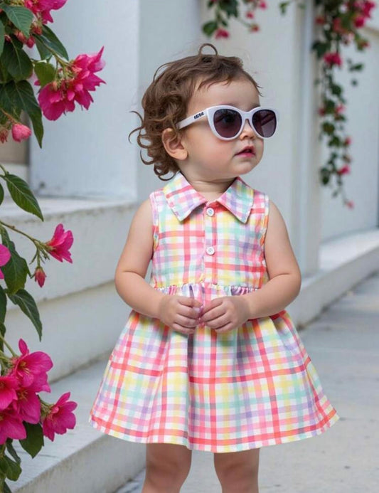 Vestido bebé cuadriculado arcoíris