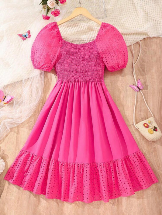 Vestido Fuscia con encaje