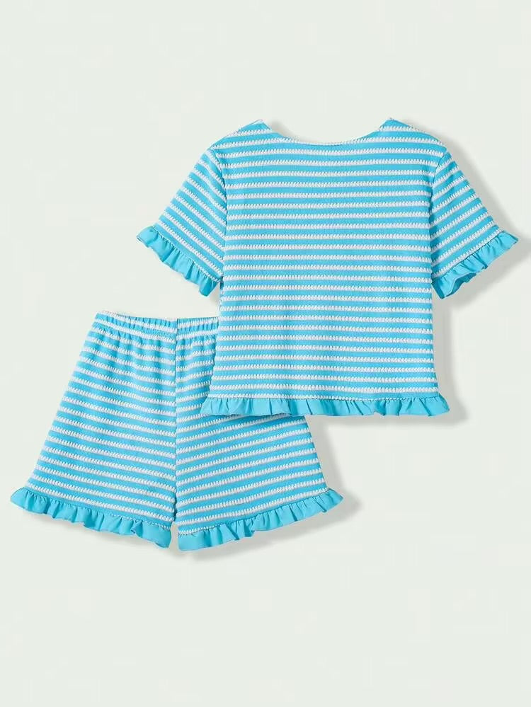 CONJUNTO AZUL RAYADO SHORT