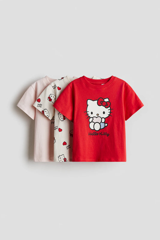 CAMISETAS HELLO KITTY ROSA, ROJO Y BEIGE