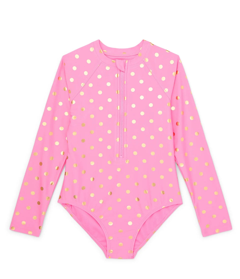 Traje de Baño Manga Larga WN puntitos rosado