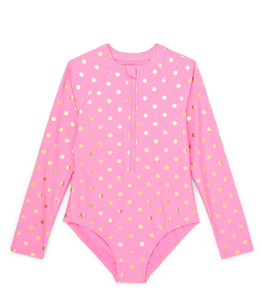 Traje de Baño Manga Larga WN puntitos rosado