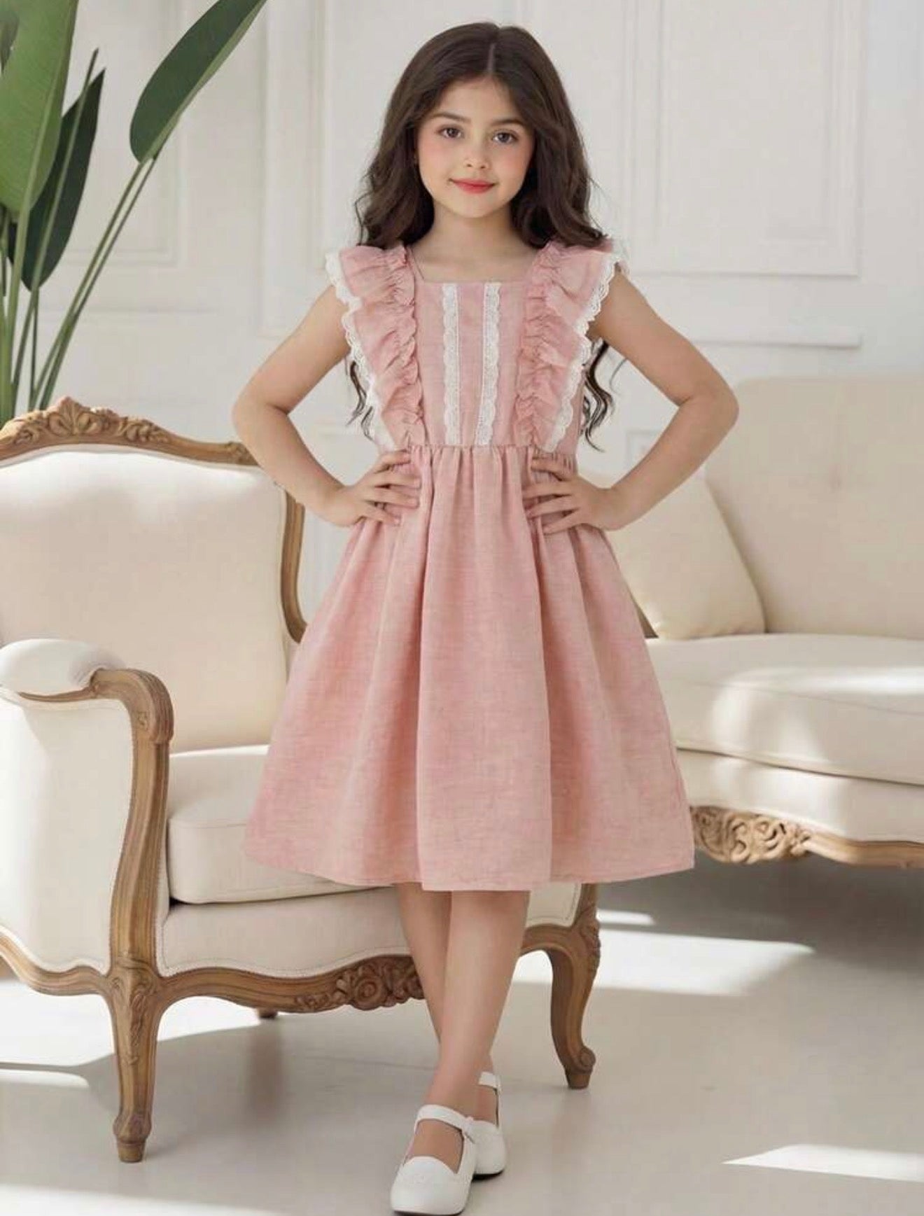 VESTIDO ROSA VIEJO MANGA VUELO