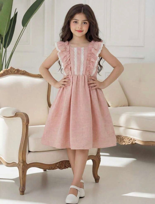 VESTIDO ROSA VIEJO MANGA VUELO