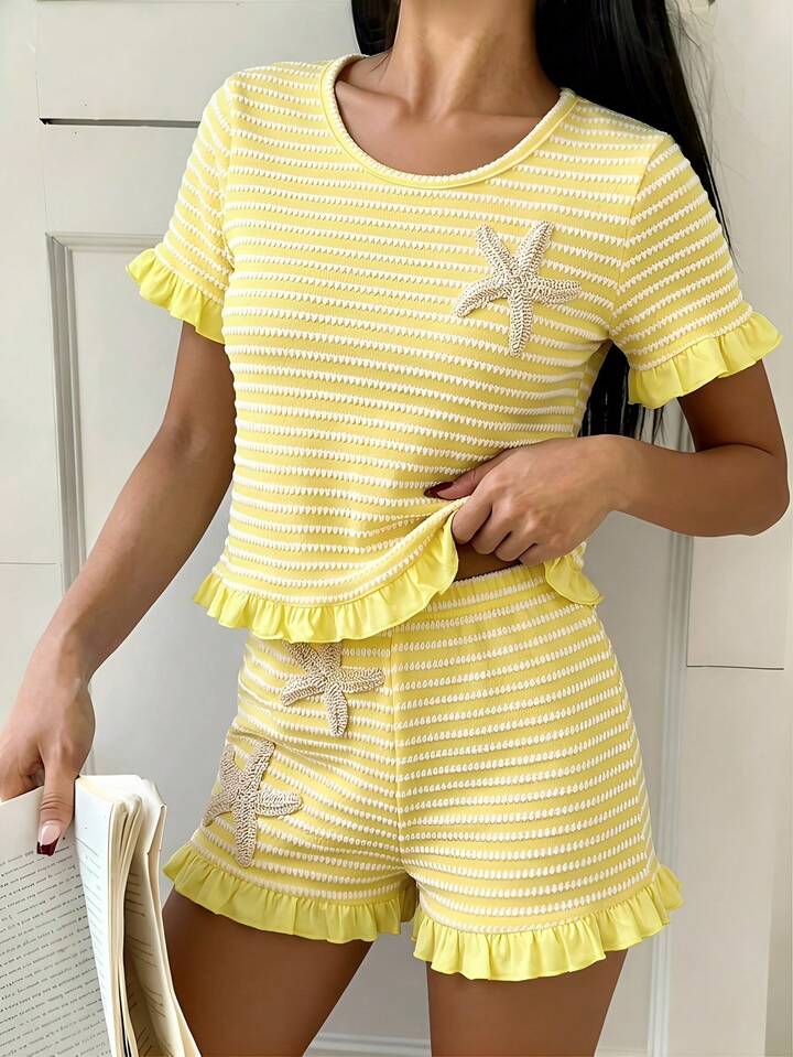 CONJUNTO SHORT AMARILLO VERANERO