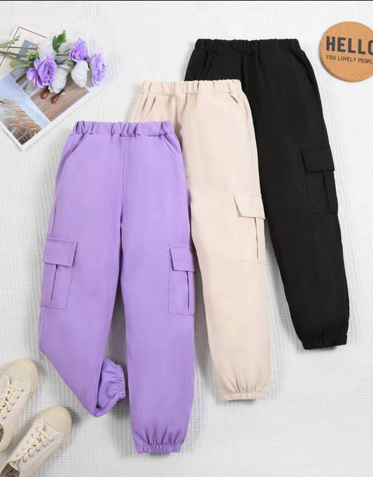 Joggers /cargo morado beige y negro