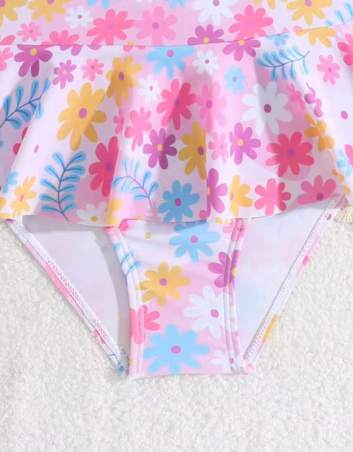 TRAJE DE BAÑO ROSA MANGA LARGA FLOREADO