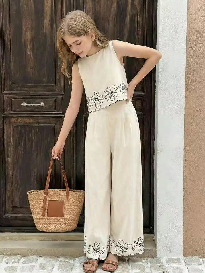 CONJUNTO BEIGE FLOREAL