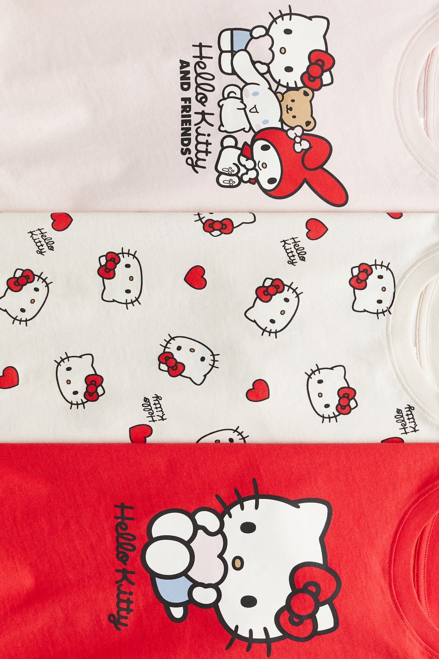 CAMISETAS HELLO KITTY ROSA, ROJO Y BEIGE