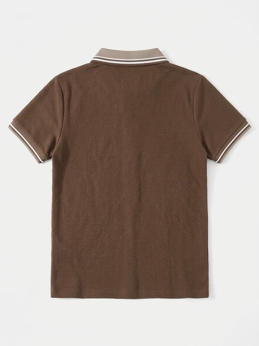 CAMISETA POLO CAFÉ DE ALGODÓN