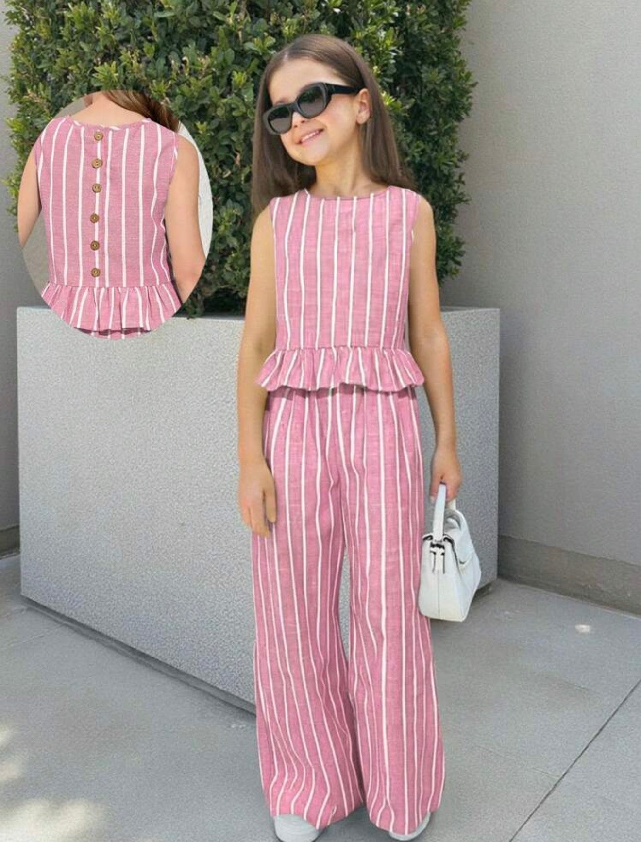 CONJUNTO ROSA CON RAYAS