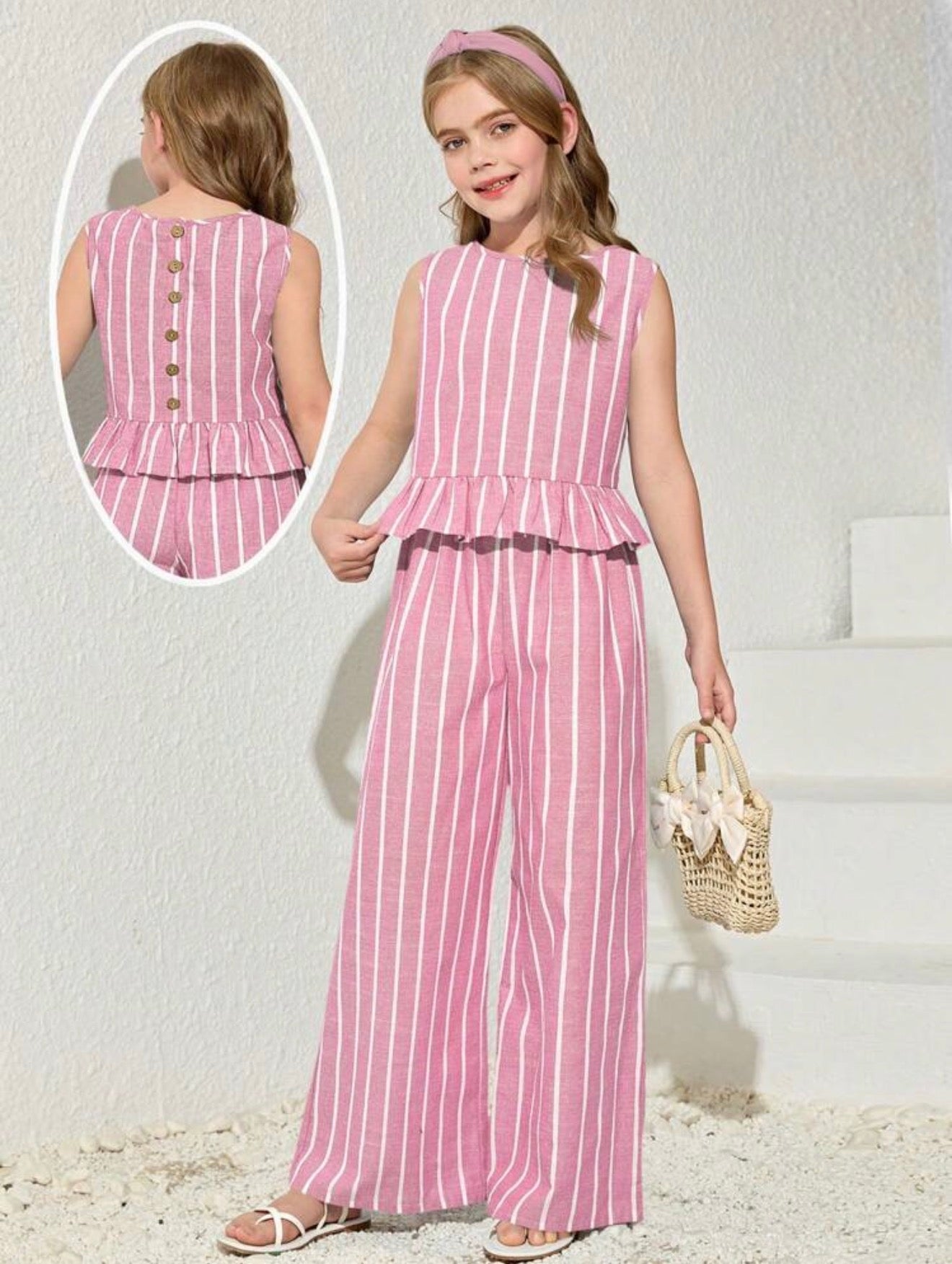 CONJUNTO ROSA CON RAYAS