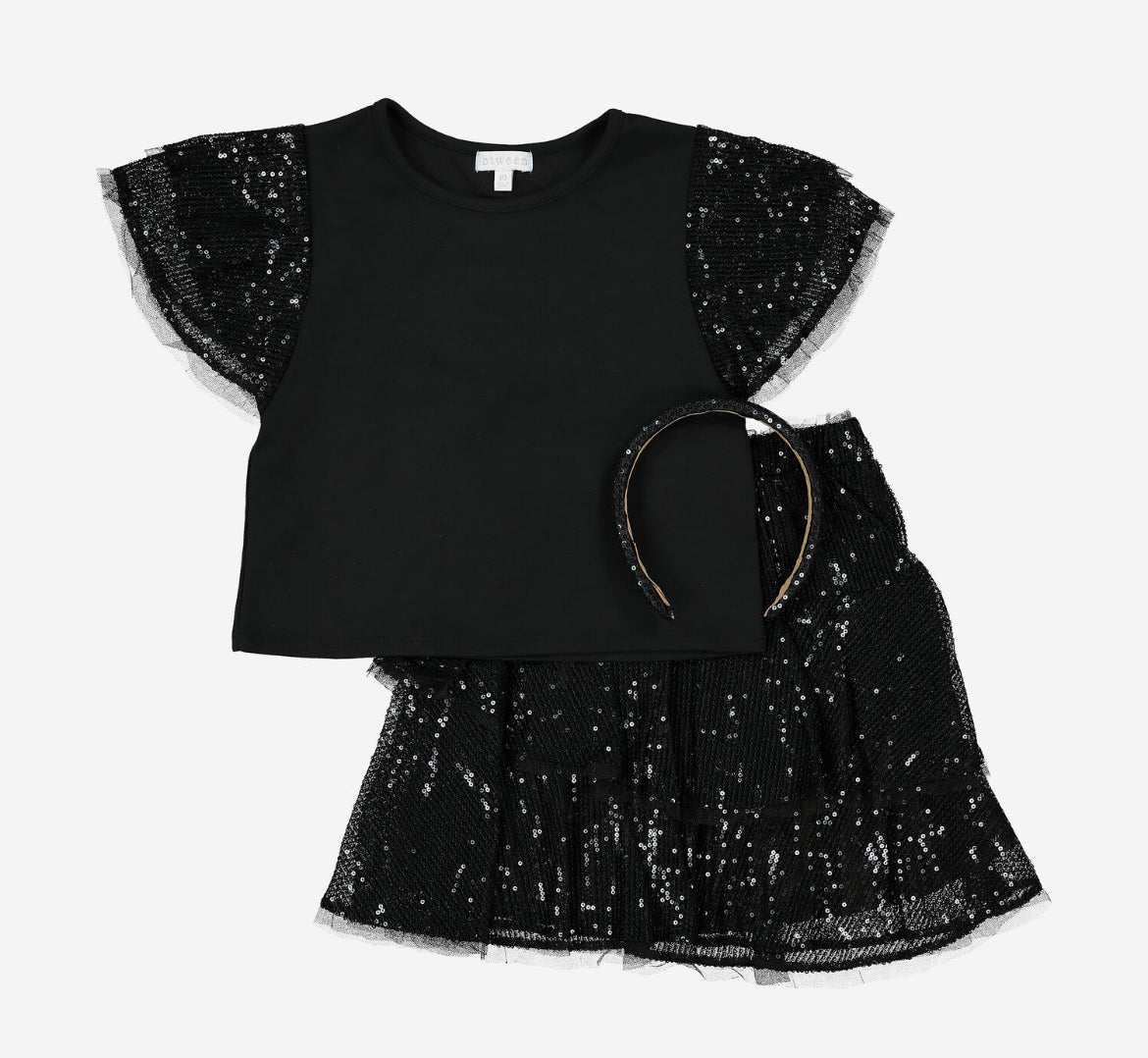 Conjunto falda negra lentejuelas