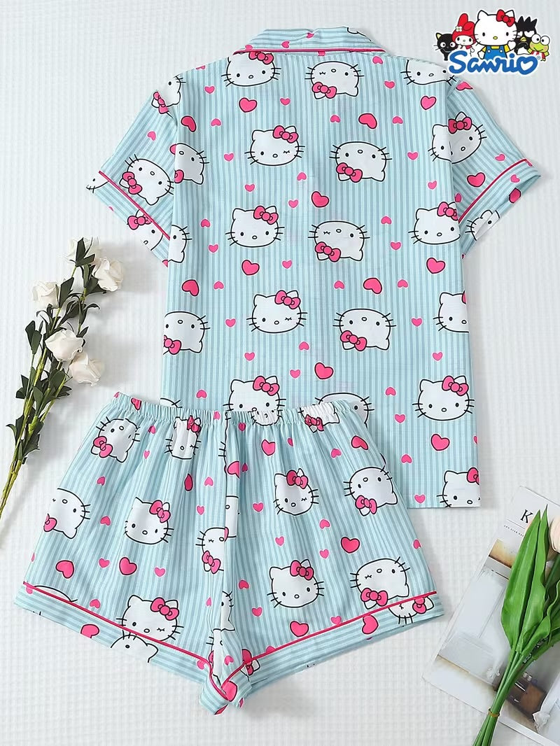 PIJAMA SHORT AZUL HELLO KITTY