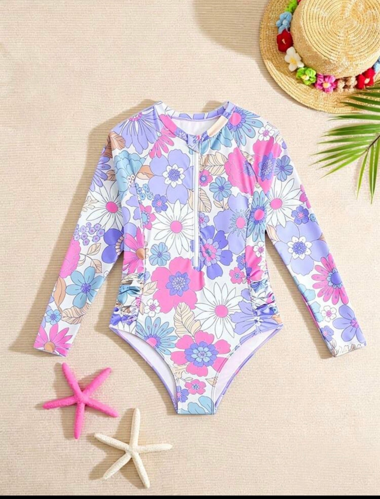 TRAJE DE BAÑO MANGA LARGA FLOREADO