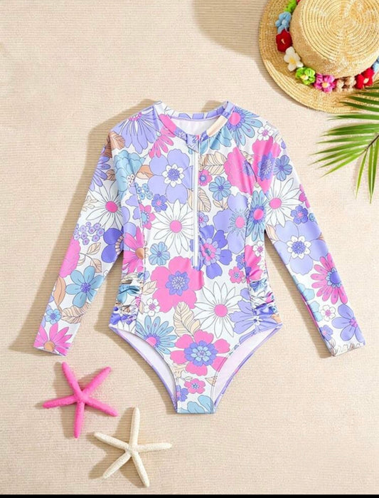 TRAJE DE BAÑO MANGA LARGA FLOREADO