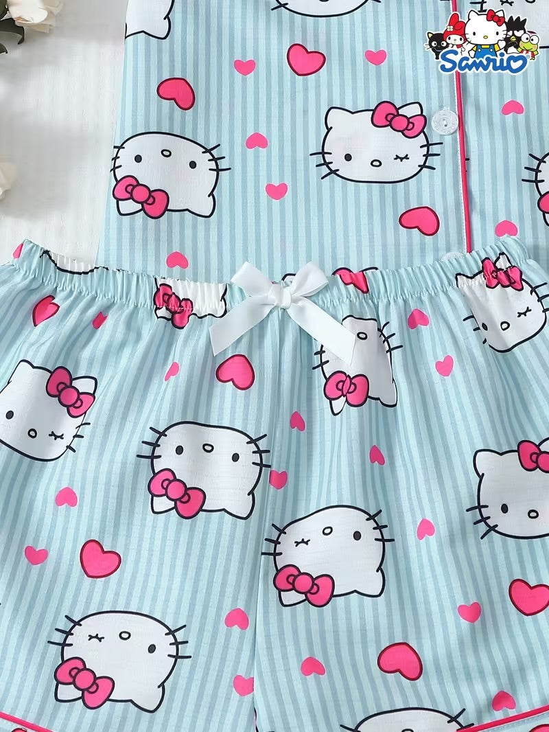 PIJAMA SHORT AZUL HELLO KITTY