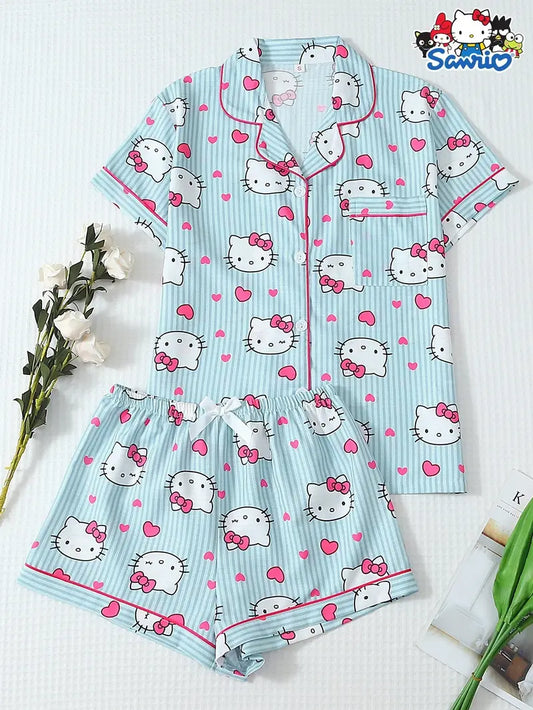 PIJAMA SHORT AZUL HELLO KITTY