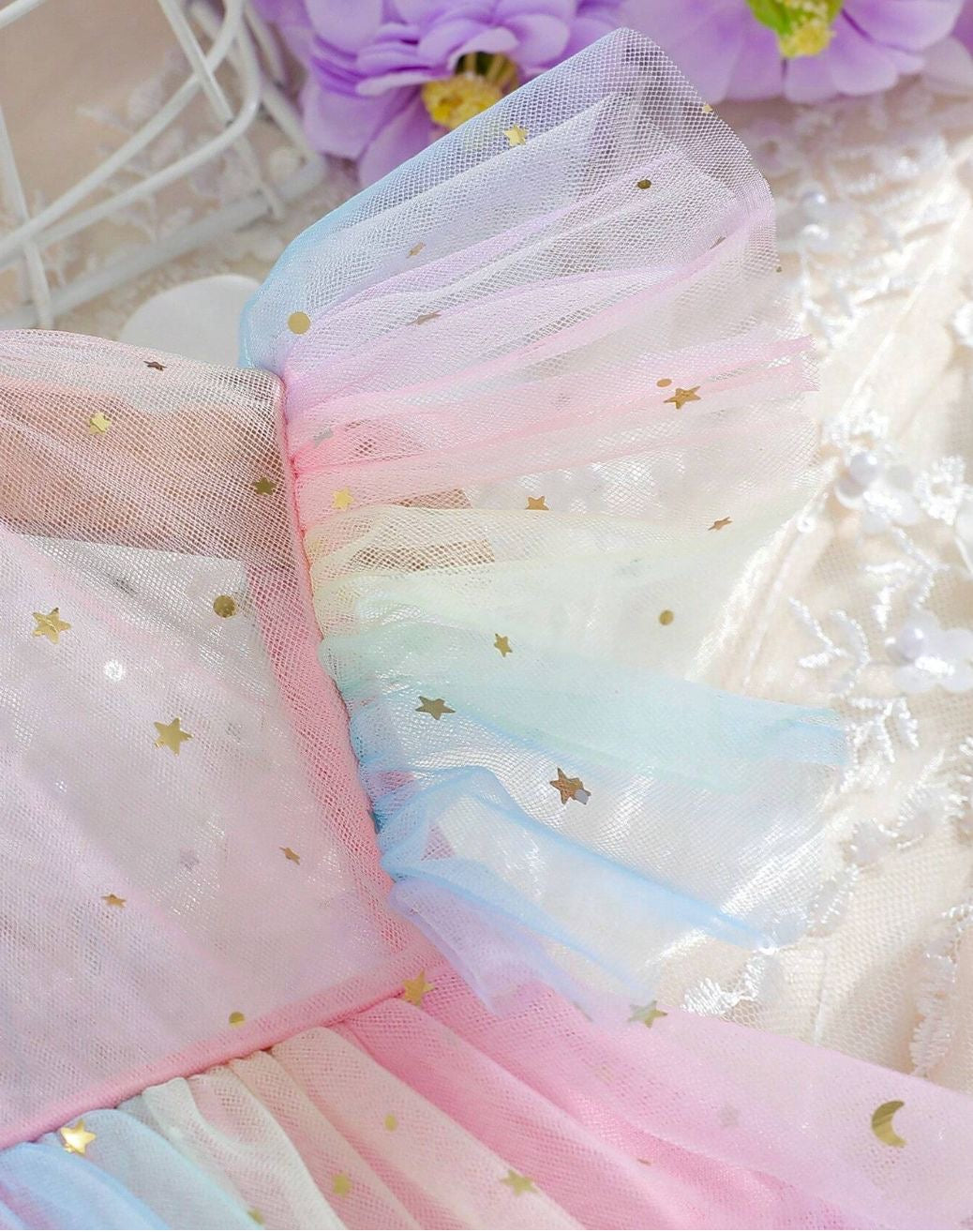 VESTIDO ARCOÍRIS TUL ESTRELLITAS