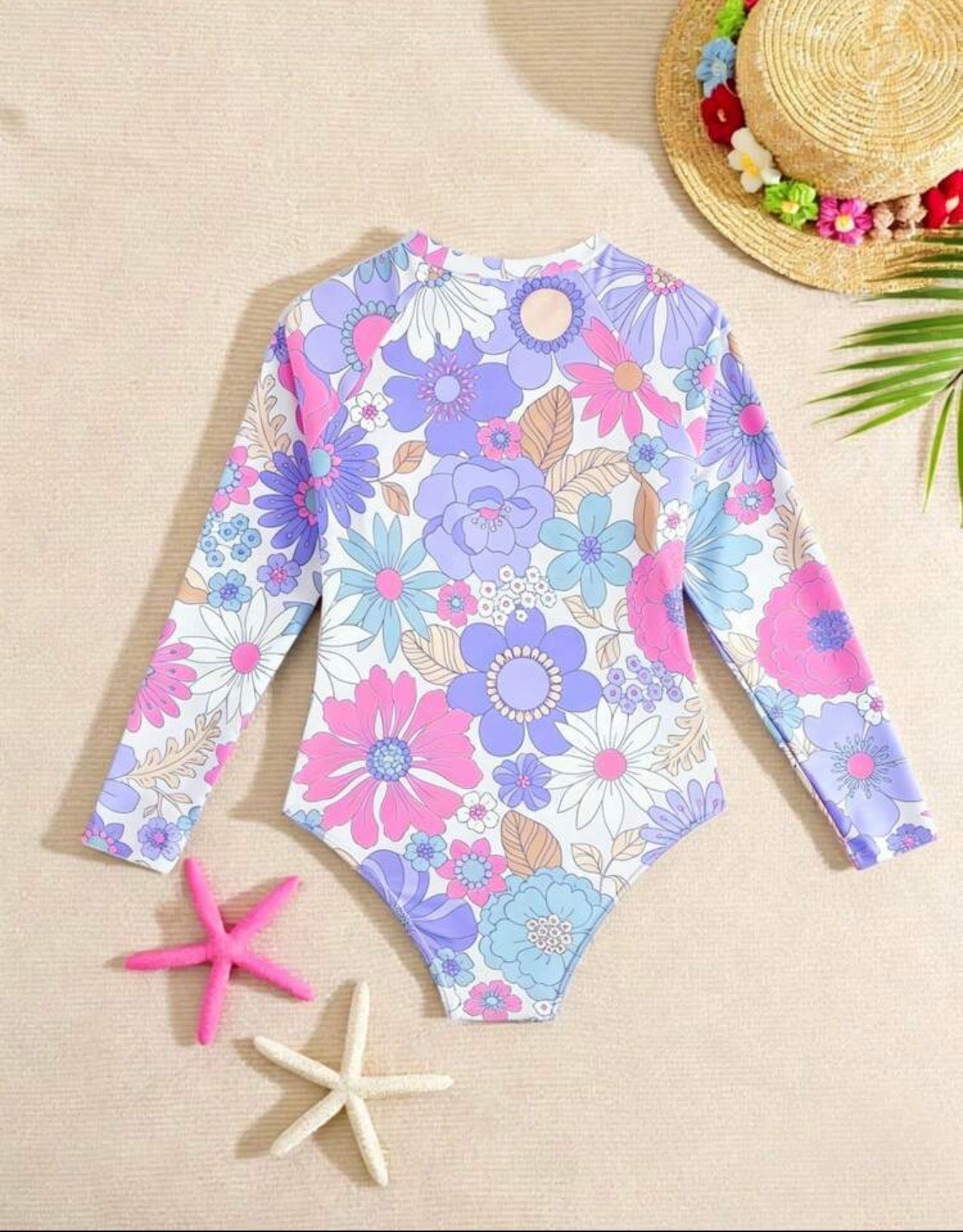 TRAJE DE BAÑO MANGA LARGA FLOREADO