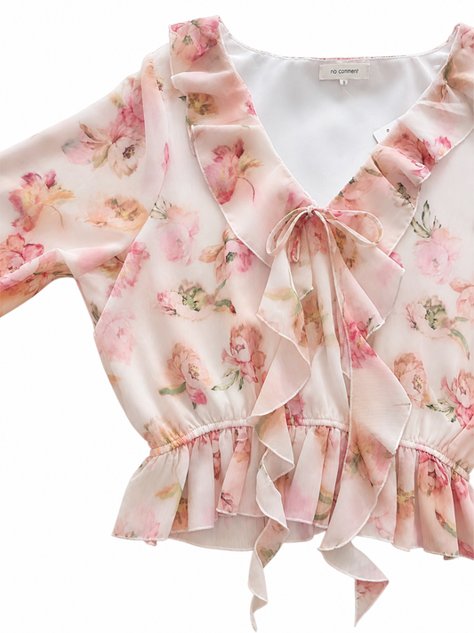 BLUSA SALMÓN FLOREADA