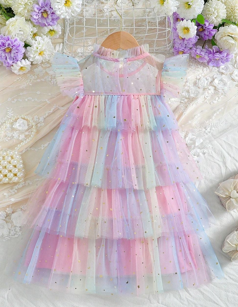 VESTIDO ARCOÍRIS TUL ESTRELLITAS