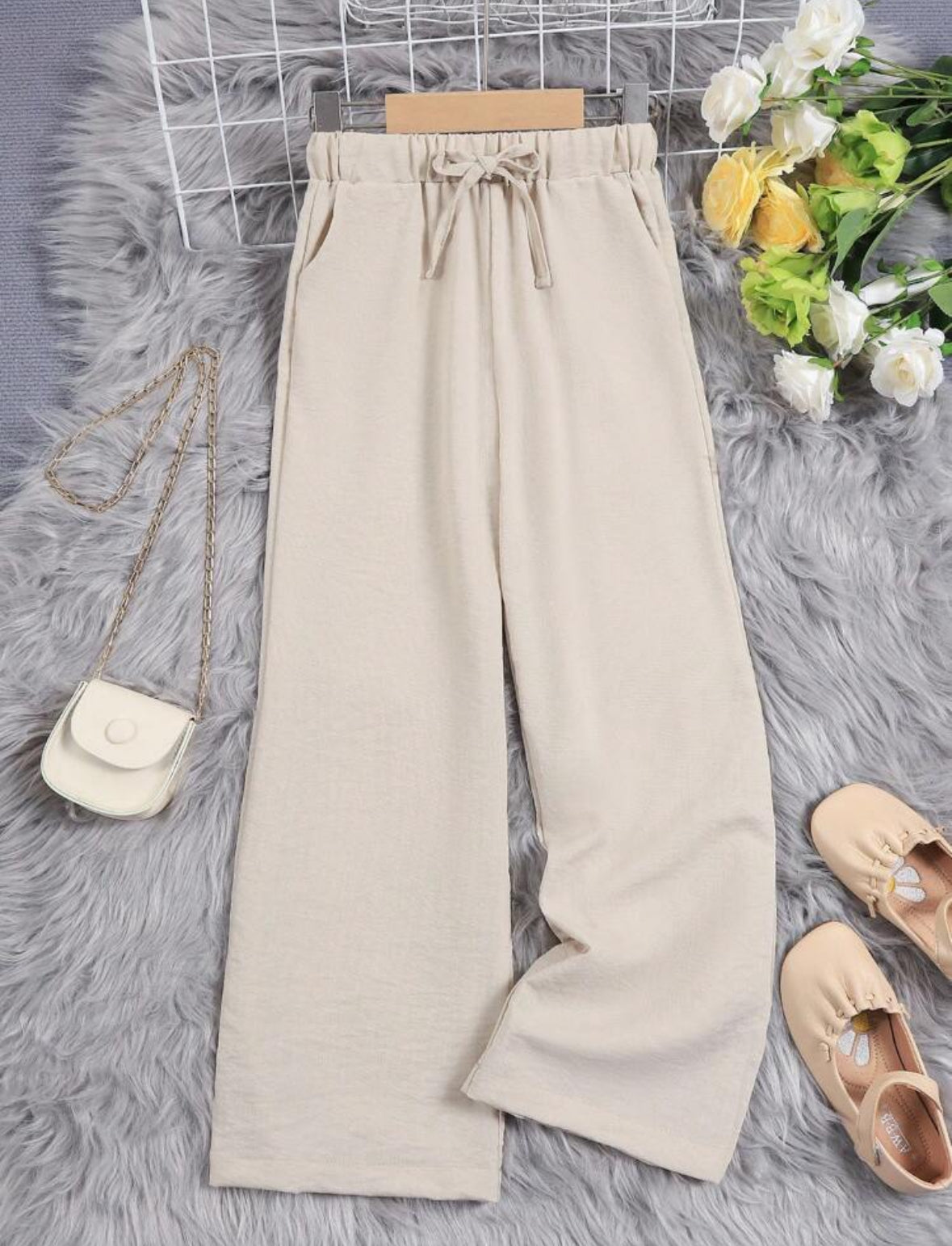 Pantalón ancho Beige con amarre