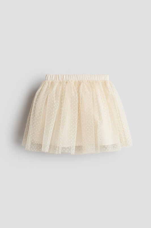 FALDA TUL PUNTITOS BEIGE HM