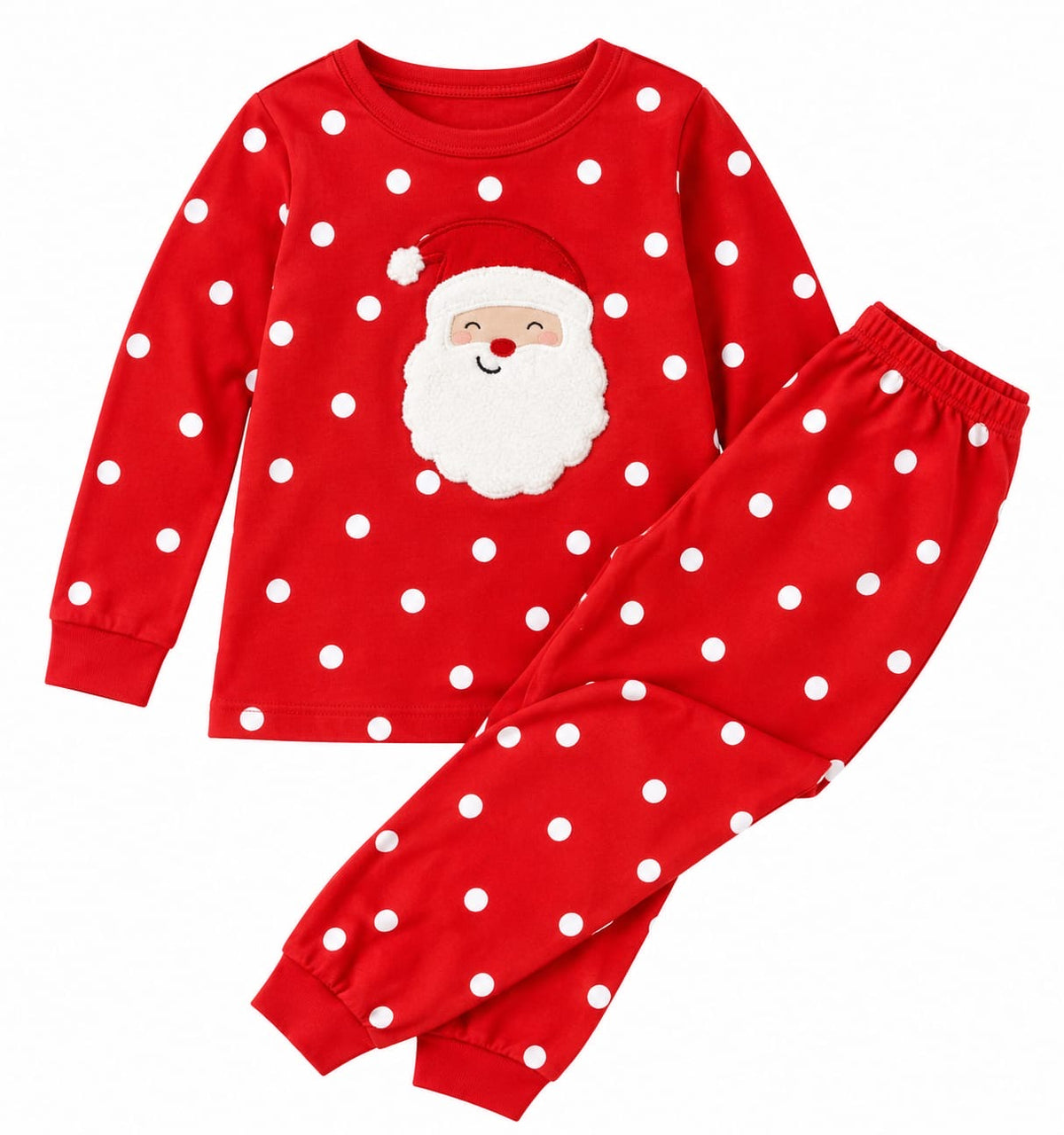 PIJAMA NAVIDEÑA SANTA CLOUS ROJA lunares blancos
