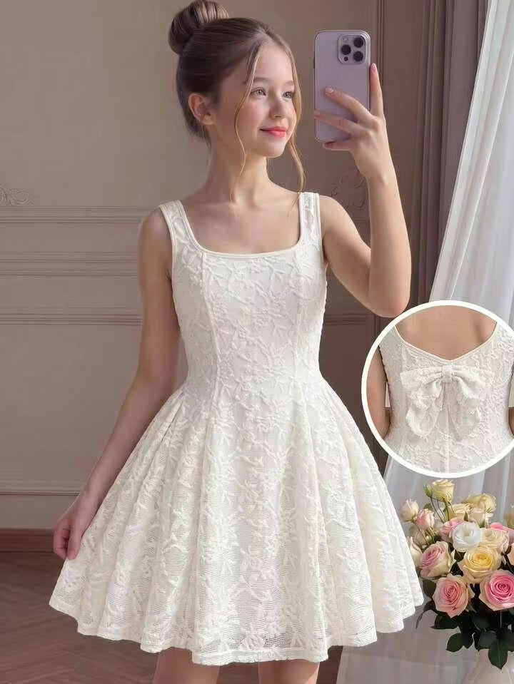 VESTIDO BLANCO MANGA CORTA ESTAMPADO
