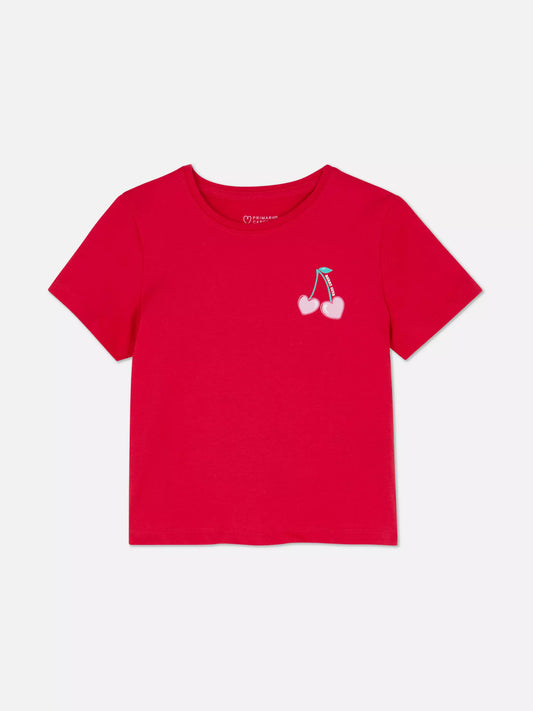 Camiseta roja cerezas berry cute